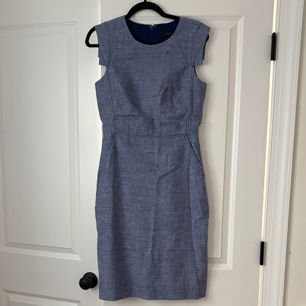 J. Crew Blue Linen Blend Resume Dress